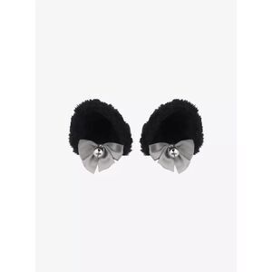 Hottopic Black Cat Ear & Grey Bow Hair Clip Set